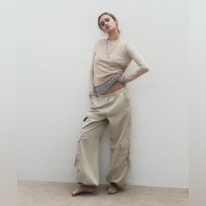 ZARA NYLON BLEND PARACHUTE PANTS / REF. 4391/406